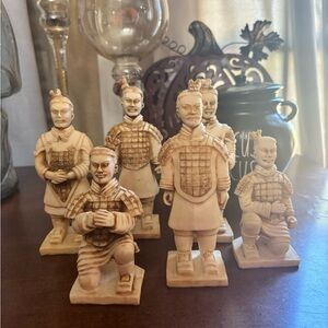 Set Of 6 Vintage Resin Oriental Asian Warrior Soldier Figurines